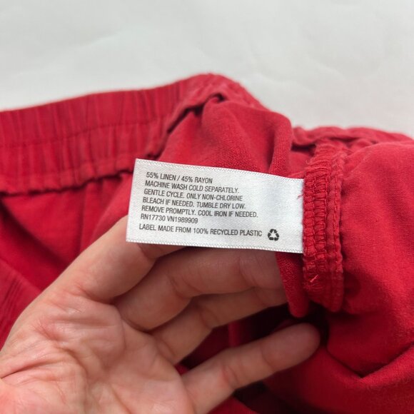 A New Day Red Linen Blend Wide Leg Cropped Pant L - Picture 5 of 7